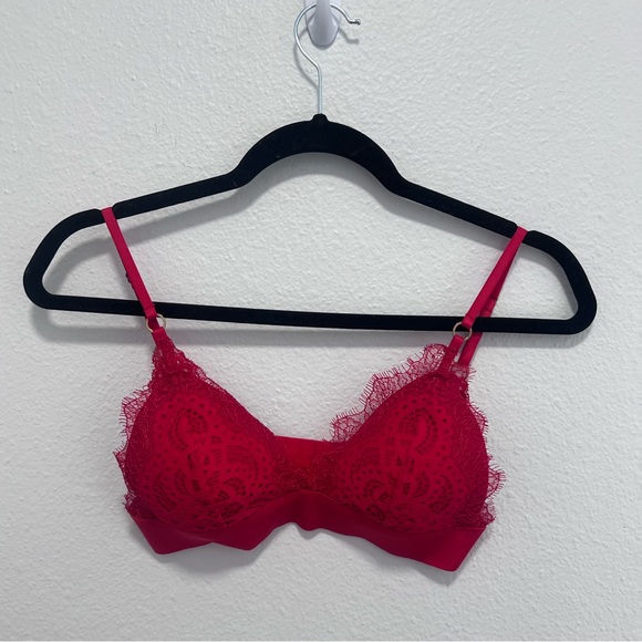 Topshop Red Lace Bralette Size 6 - Picture 1 of 4